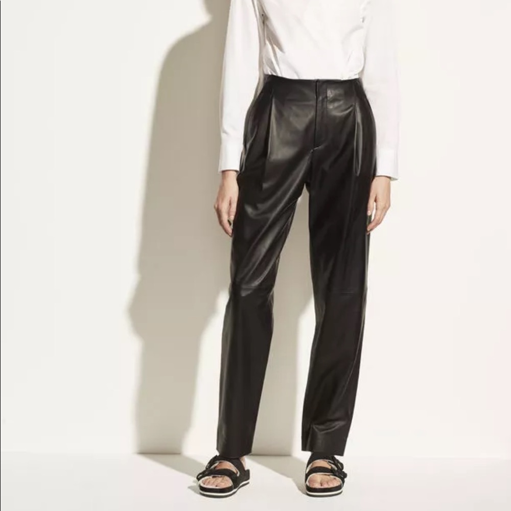 NWT Vince Black Tapered Lamb Leather Pants in size 0